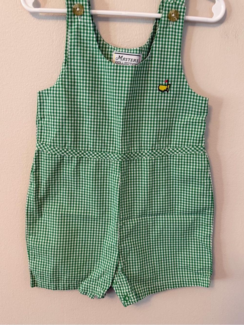 Masters Green Gingham Shortalls